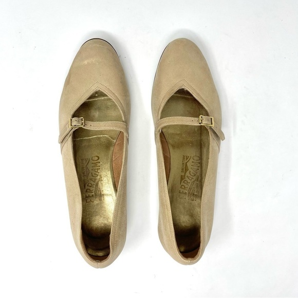 Salvatore Ferragamo Beige Suede Flats - Picture 6 of 11